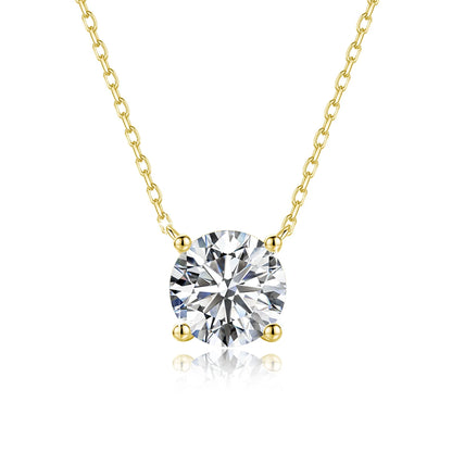1-3CT 14K Yellow Gold Filled Moissanite Necklace Pendant for Women D Color VVS1 100% Authentic GRA Diamond Chain Classic