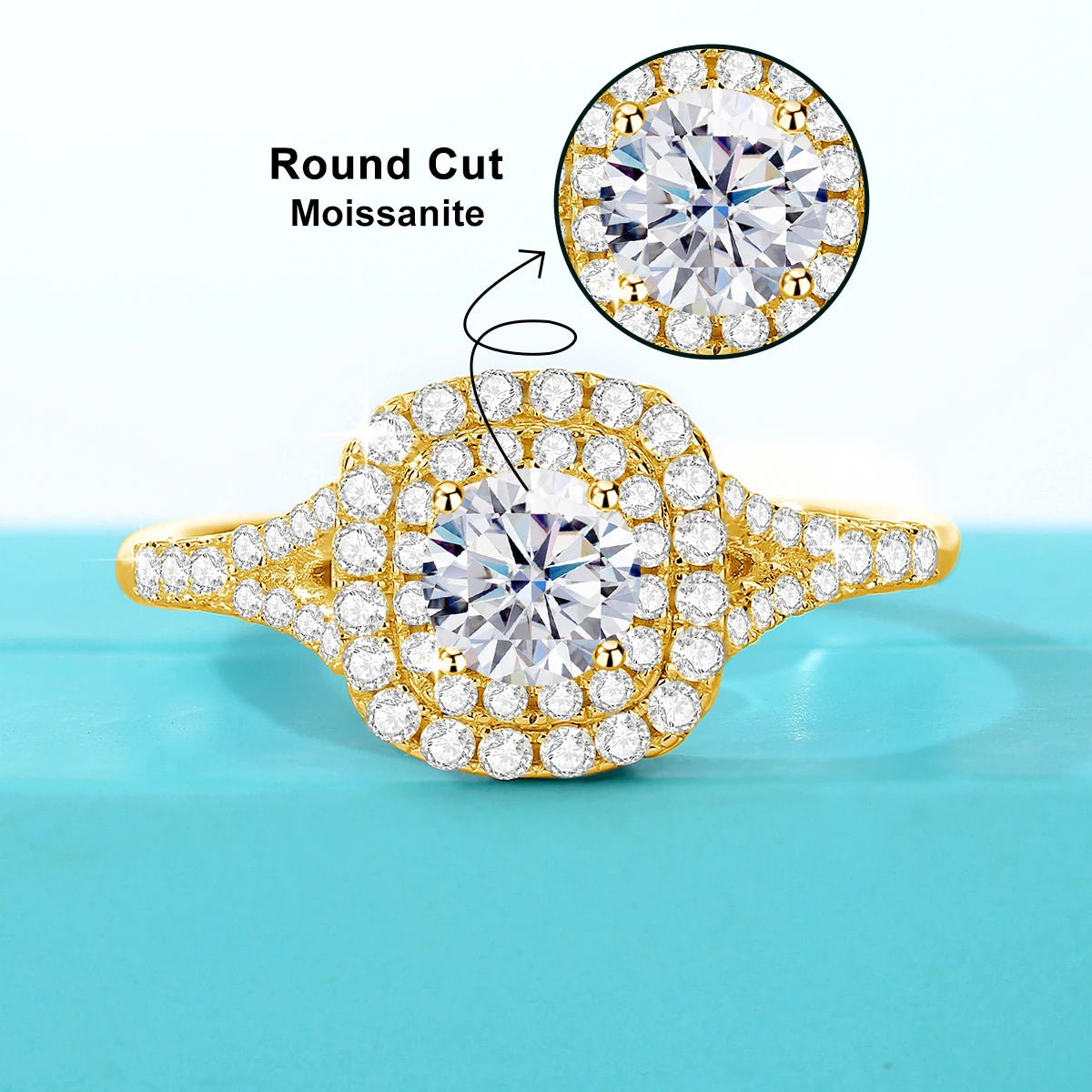 Kirin Palace 0.6ct D Color Moissanite Halo Engagement Wedding Ring With GRA Cer 925 Sterling Silver Rings For Women Jewelry