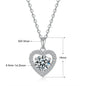 Romantic Love Shape 1CT Moissanite Necklace Round Cut Pendant for Women 925 Sterling Silver Cute Jewelry Valentine's Day Gift
