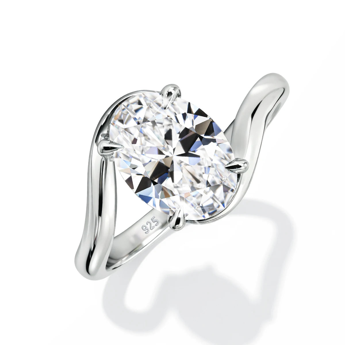 4.5CT Oval Cut Moissanite Wedding Ring for Women GRA Certicate s925 Sterling Silver Bypass Solitaire Diamond Ring for Engagement