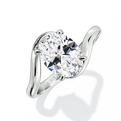4.5CT Oval Cut Moissanite Wedding Ring for Women GRA Certicate s925 Sterling Silver Bypass Solitaire Diamond Ring for Engagement