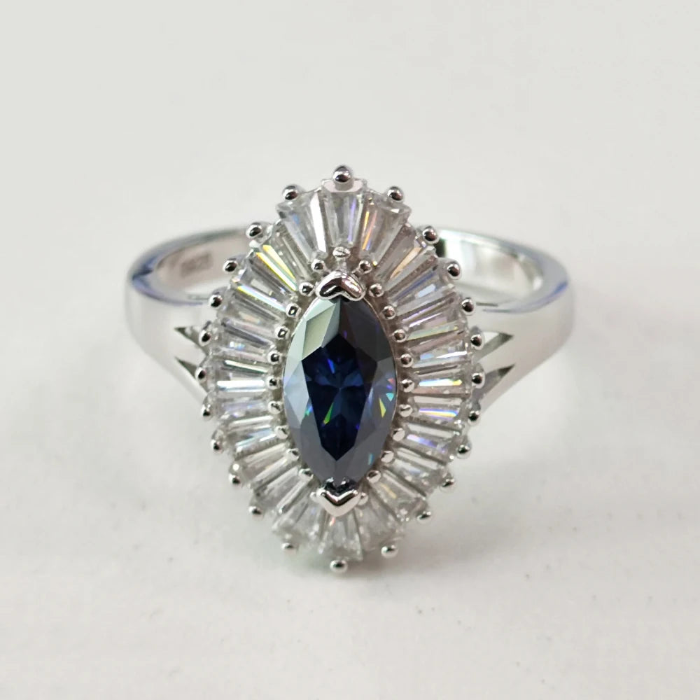 5*10mm 1 Carat Marquise Cut Moissanite Engagement Rings For Women S925 Silver Luxury Bridal Wedding Band With GRA Certificate