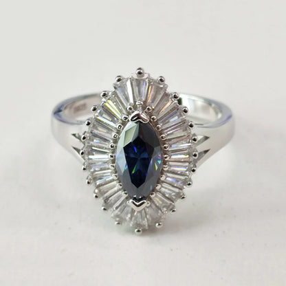 5*10mm 1 Carat Marquise Cut Moissanite Engagement Rings For Women S925 Silver Luxury Bridal Wedding Band With GRA Certificate