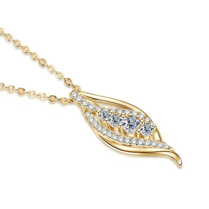 925 Sterling Silver Women Engagement Necklace D VVS 1 0.56CT Full Round Moissanite Fashion Curve Sexy Pendant Necklace Jewelry