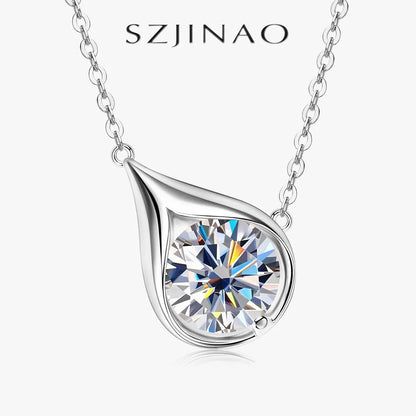 Teardrop Shape Pendant Necklace GRA Certified Moissanite 1ct/2ct/3ct Round Cut for Women 925 Sterling Silver Wedding Jewelry Gif