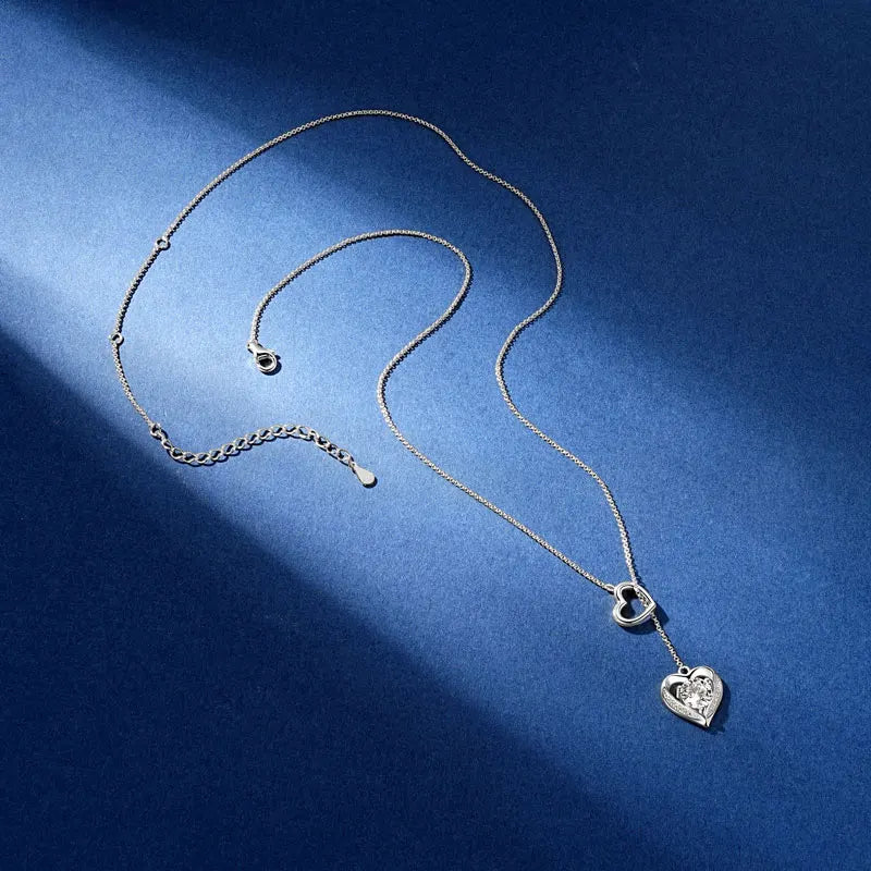 1CT 6.5MM Heart Cut Moissanite Certified Necklace for Women 14k Gold Plated S925 Sterling Silver Pendant Chain Jewelry Gift