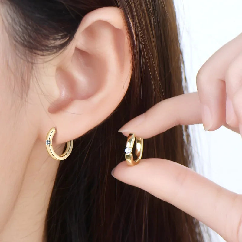 Smyoue 2.5mm 100% Real Moissanite Hoop Earrings for Women 2 Colors Trend Ear Jewelry Original S925 Sterling Silver D VVS1 GRA