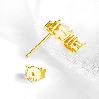 Smyoue Sparkling GRA Certified Moissanite Stud Earrings Bride Wedding Jewelry Women's Earring S925 Sterling Silver Plated 18k