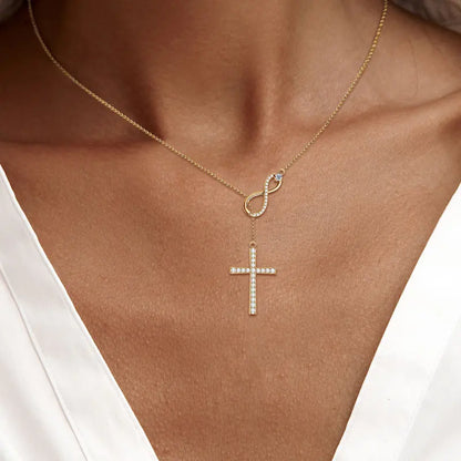 925 Sterling Silver Infinity Pendant Necklace for Women Jewelry 0.5CT Round Full Moissanite Cross Necklaces with certificate