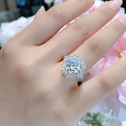 Luxury 3CT Moissanite Engagement Ring with Certificate Sparkling Diamond 925 Sterling Silver Wedding Band Jewelry Ring For Women