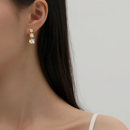 Moissanite Drop Earrings Gold