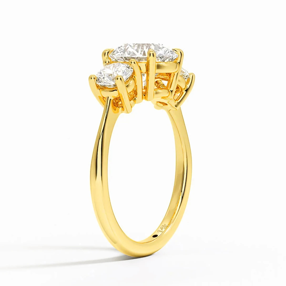 3 Stone D Color Moissanite Diamond Ring 14K Gold Engagement Wedding Au585 Hollow Elegant Finger Rings for Women Fine Jewelry