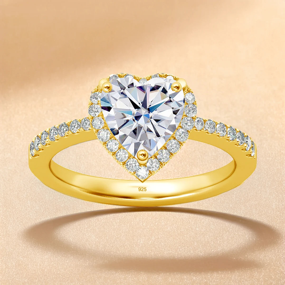 Moissanite Hart Ring  | Yellow Gold