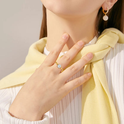 Szjinao 1ct 2ct 3ct D Color Moissanite Ring For Women 925 Sterling Silver Gold Plated Solitaire Rings Engagement Gift Wholesale