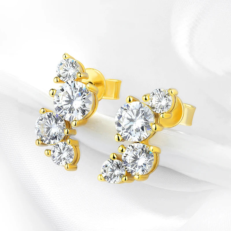 Smyoue Sparkling GRA Certified Moissanite Stud Earrings Bride Wedding Jewelry Women's Earring S925 Sterling Silver Plated 18k