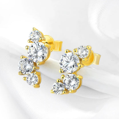 Smyoue Sparkling GRA Certified Moissanite Stud Earrings Bride Wedding Jewelry Women's Earring S925 Sterling Silver Plated 18k