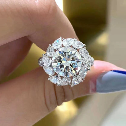 Luxury 3CT Moissanite Engagement Ring with Certificate Sparkling Diamond 925 Sterling Silver Wedding Band Jewelry Ring For Women