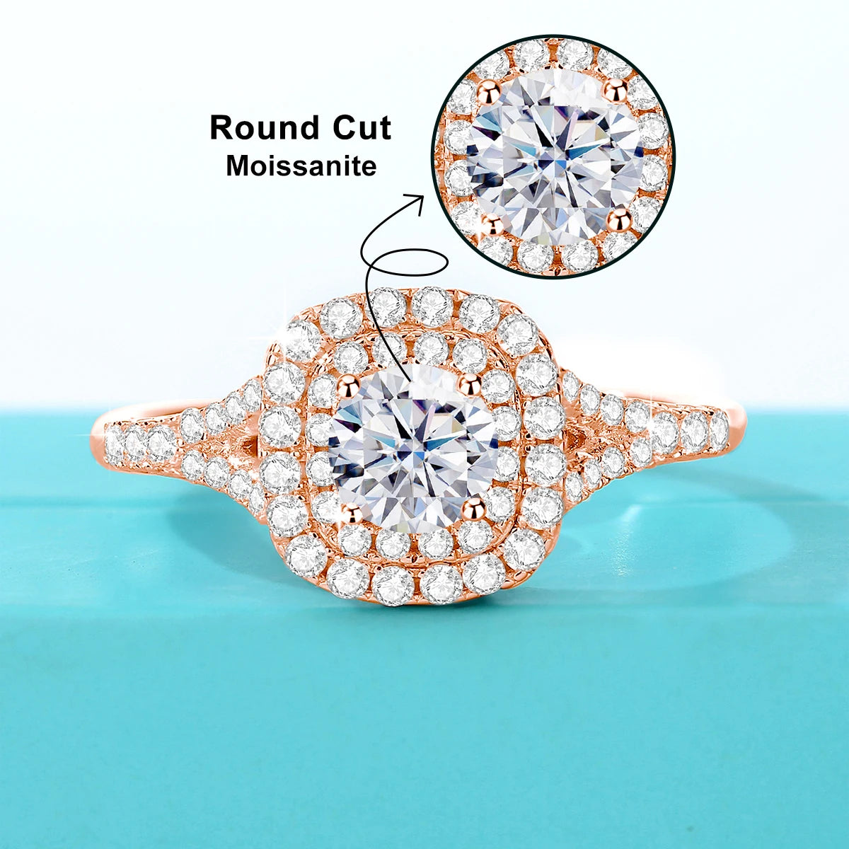 Kirin Palace 0.6ct D Color Moissanite Halo Engagement Wedding Ring With GRA Cer 925 Sterling Silver Rings For Women Jewelry