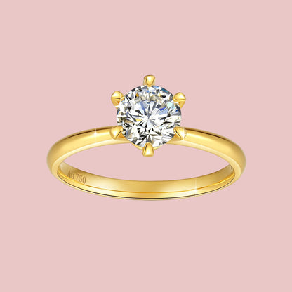 Hollow 6 Claw |14K 18K Gold | 1 ct. Lab-grown diamond Ring |  Women