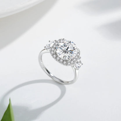 Luxury Round Cut 3.5CT Moissanite Ring for Women D VVS1 Synthetic Diamond Real S925 Silver Engagement Wedding Jewelry Pass Test