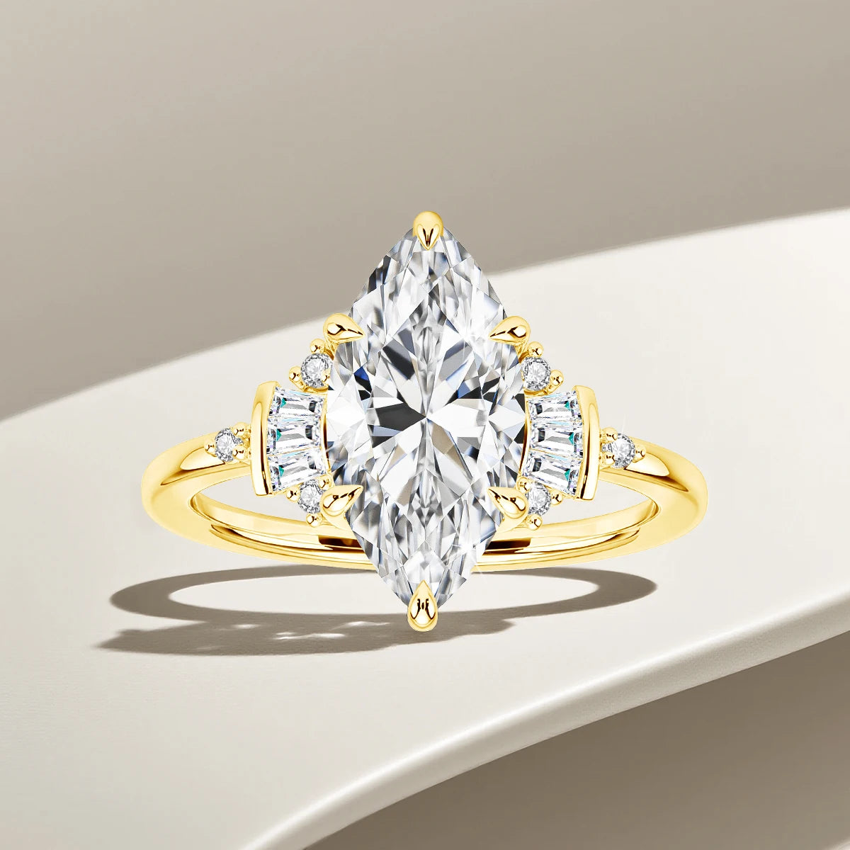 Marquise Cut 7*14mm Full Moissanite Wedding Ring for Women D VVS1 925 Silver Plated 18K Gold Luxury Sparkling Engagement Jewelry