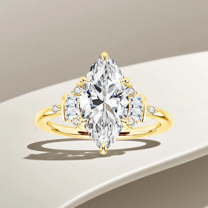 Marquise Cut 7*14mm Full Moissanite Wedding Ring for Women D VVS1 925 Silver Plated 18K Gold Luxury Sparkling Engagement Jewelry