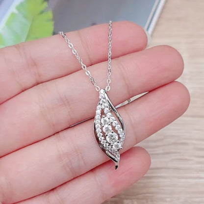 925 Sterling Silver Women Engagement Necklace D VVS 1 0.56CT Full Round Moissanite Fashion Curve Sexy Pendant Necklace Jewelry