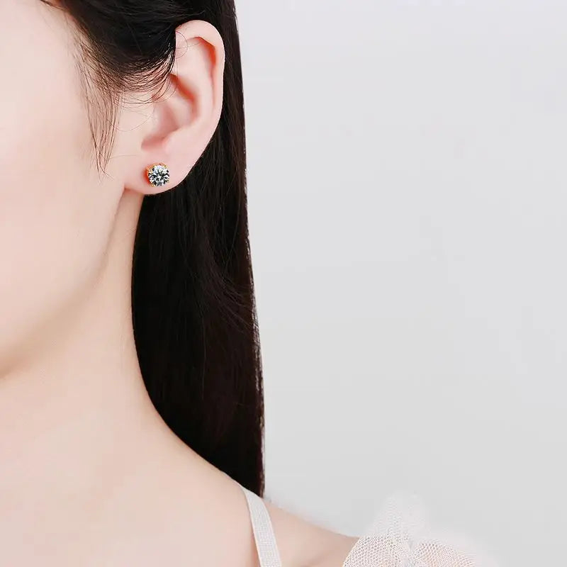 Smyoue GRA Certified 0.2-2CT Moissanite Stud Earrings for Women Man Hip Hop 100% 925 Sterling Silver Plated 18k Gold Earrings