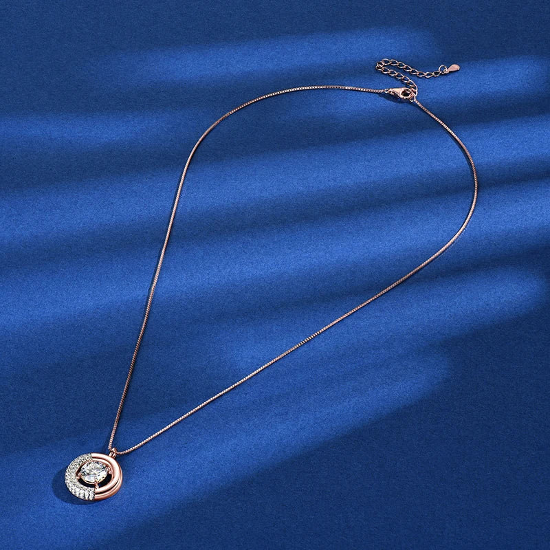 IOGOU Sparkling 1CT-3CT D Full Moissanite Diamond Pendant Necklace Box Chain 925 Silver Women Rose Gold Color Necklace Jewelry