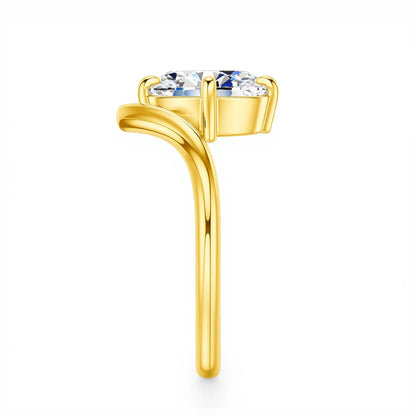 V Shape 14K Gold Solitaire Moissanite Engagement Ring