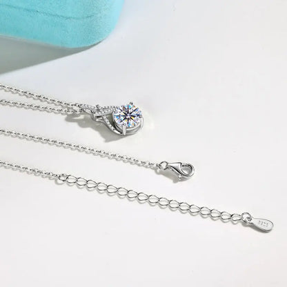 IOGOU 18K Gold Plated 8MM 2CT Moissanite Pendant Necklaces Adjustable Silver 925 for Women Original Jewelry Certified Charm