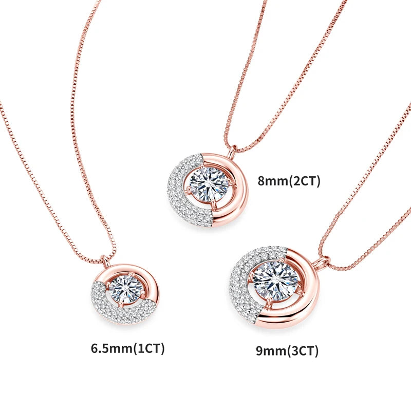 IOGOU Sparkling 1CT-3CT D Full Moissanite Diamond Pendant Necklace Box Chain 925 Silver Women Rose Gold Color Necklace Jewelry