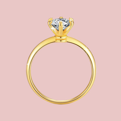 Hollow 6 Claw |14K 18K Gold | 1 ct. Lab-grown diamond Ring |  Women