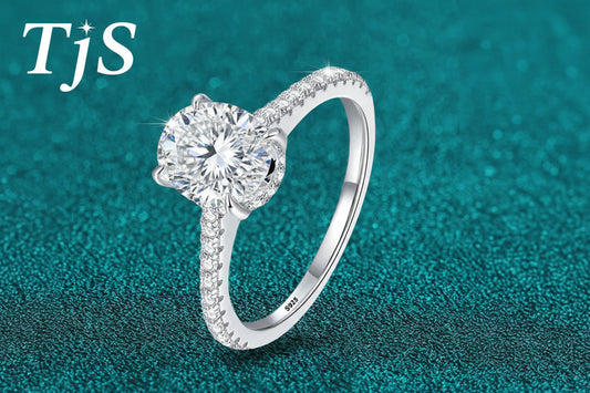 Oval Moissanite Engagement Ring 1ct-3ct Sterling Silver Lab Diamond