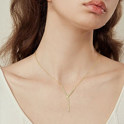 925 Sterling Silver Y-shaped Necklace D-Color Full Moissanite VVS1 Pendent Necklaces with Certificate for Fashion Women Jewelry