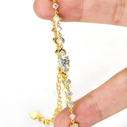 Cute Moissanite Bracelet 3.08ctw GRA Certified 925 Sterling Silver for Women Birthday Anniversary Romantic Jewelry Gift
