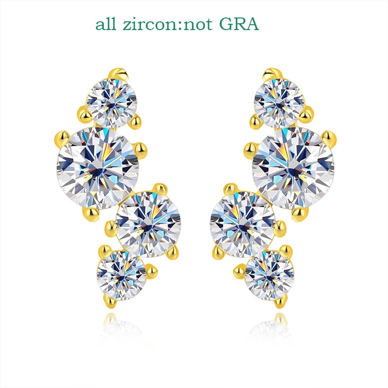 Smyoue Sparkling GRA Certified Moissanite Stud Earrings Bride Wedding Jewelry Women's Earring S925 Sterling Silver Plated 18k