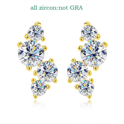 Smyoue Sparkling GRA Certified Moissanite Stud Earrings Bride Wedding Jewelry Women's Earring S925 Sterling Silver Plated 18k