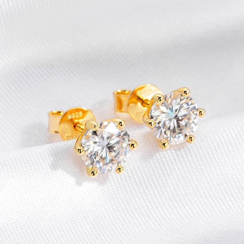 Lab Diamond Gold Stud Earrings