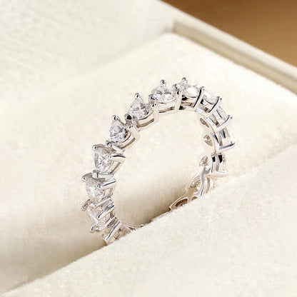 3mm 4mm Heart Shape Moissanite Ring for Women With GRA Certificate 925 Sterling Silver Full Eternity Wedding Band Love Jewelry